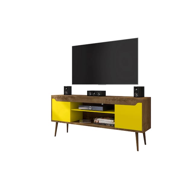 Manhattan Comfort Bradley 62.99 TV Stand, Rustic Brown and Yellow 228BMC94 - main